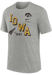 Nike Iowa Hawkeyes Grey Diagonal Stacked Short Sleeve Fashion T Shirt