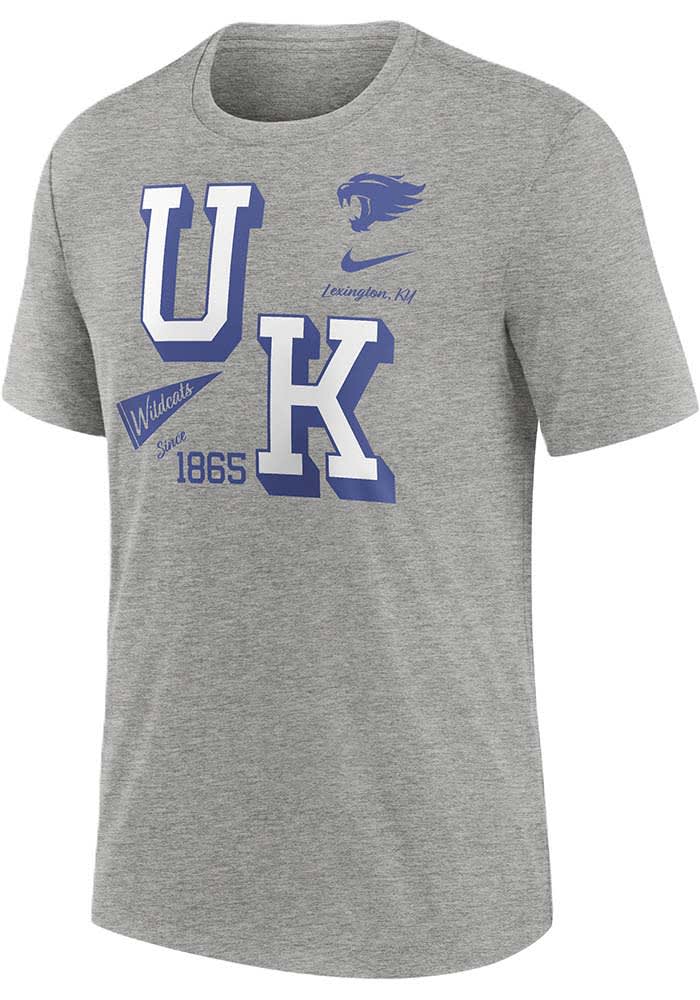 Nike Kentucky Wildcats Grey Diagonal Stacked Short Sleeve Fashion T Shirt