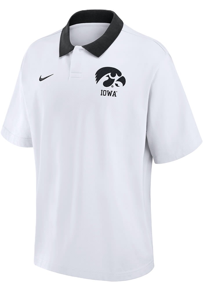 売れ筋商品|||コロシアム シャツ トップス レディース Men's White Iowa Hawkeyes Print Stripe Polo Shirt White University of Iowa Polo, Iowa Hawkeyes Polos, Golf Shirts