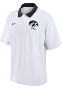 Mens Iowa Hawkeyes White Nike Name Drop Short Sleeve Polo Shirt