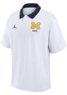 Mens Michigan Wolverines White Nike Name Drop Short Sleeve Polo Shirt