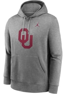 Nike Oklahoma Sooners Mens Grey Club Fleece Long Sleeve Hoodie