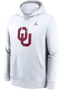 Nike Oklahoma Sooners Mens White Club Fleece Design Long Sleeve Hoodie