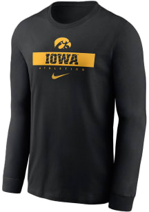 Nike Iowa Hawkeyes Black Sideline Crew Long Sleeve T Shirt