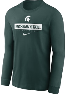 Nike Michigan State Spartans Green Sideline Crew Long Sleeve T Shirt