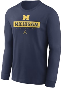 Nike Michigan Wolverines Navy Blue Sideline Crew Long Sleeve T Shirt