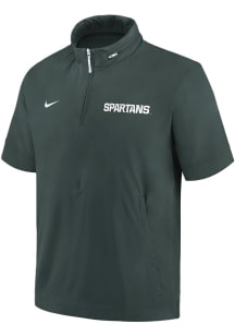 Michigan State Spartans Green Nike Sideline Coach Short Sleeve Hoods