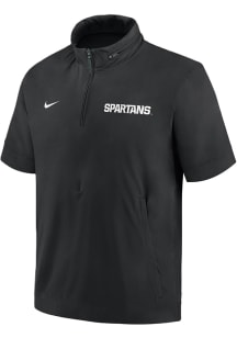 Michigan State Spartans Black Nike Sideline Coach Short Sleeve Hoods