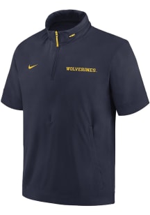 Nike Michigan Wolverines Mens Navy Blue Sideline Coach Short Sleeve Jacket