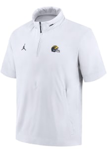 Mens Michigan Wolverines White Nike Sideline Coach Short Sleeve Jacket