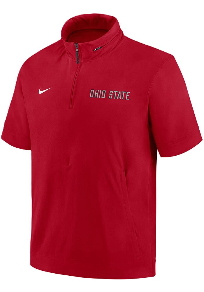 Nike Mens Red Ohio State Buckeyes Sideline Coach Short Sleeve