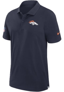 Nike Denver Broncos Mens Navy Blue Sidline Dri Fit Short Sleeve Polo