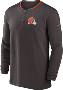 Nike Cleveland Browns Mens Brown Sideline Coach Long Sleeve Qtr Zip Pullover