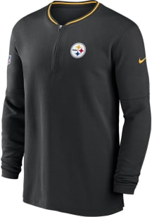 Nike Pittsburgh Steelers Mens Black Sideline Coach Long Sleeve Qtr Zip Pullover
