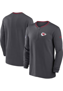 Nike Kansas City Chiefs Mens Grey Sideline Coach Long Sleeve Qtr Zip Pullover