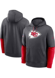 Nike Kansas City Chiefs Mens Charcoal Sideline Club Long Sleeve Hoodie