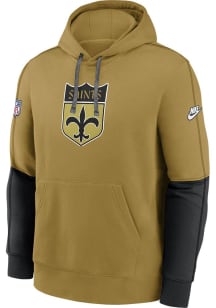 Nike New Orleans Saints Mens Gold Sideline Club Long Sleeve Hoodie