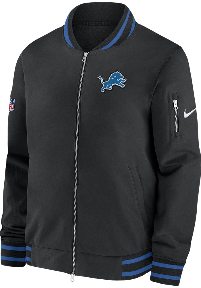 Nike Detroit Lions Mens BLUE Sideline Bomber Medium Weight Jacket