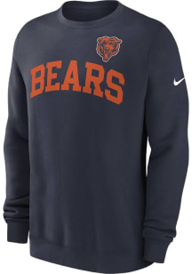 Nike Chicago Bears Mens Navy Blue Club Long Sleeve Crew Sweatshirt