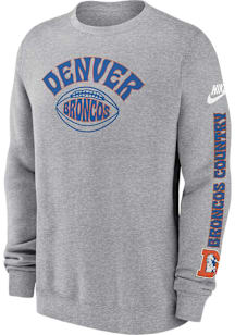 Nike Denver Broncos Mens Grey Rewind Long Sleeve Crew Sweatshirt