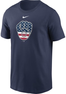 Nike Milwaukee Brewers Navy Blue Americana Short Sleeve T Shirt