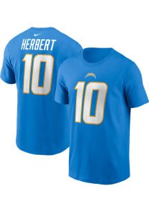 Justin Herbert  Los Angeles Chargers Light Blue Nike Player Name and Number Short Sleeve T Shirt