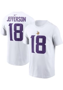 Justin Jefferson Minnesota Vikings White Player Name and Number Short Sleeve Player T Shirt