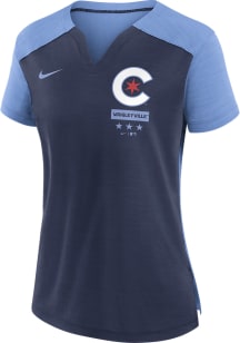 Nike Chicago Cubs Womens Navy Blue Stack Short Sleeve T-Shirt