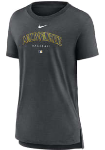 Nike Milwaukee Brewers Womens Charcoal Triblend Short Sleeve T-Shirt