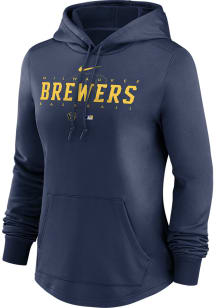 Nike Milwaukee Brewers Womens Navy Blue Pregame Hooded Sweatshirt