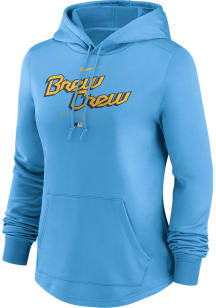 Nike Milwaukee Brewers Womens Blue Pregame Hooded Sweatshirt