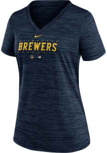 Nike Milwaukee Brewers Womens Navy Blue Velocity T-Shirt