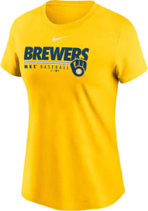 Nike Milwaukee Brewers Womens Yellow Gameday Short Sleeve T-Shirt