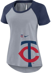 Nike Minnesota Twins Womens Grey Breeze Short Sleeve T-Shirt