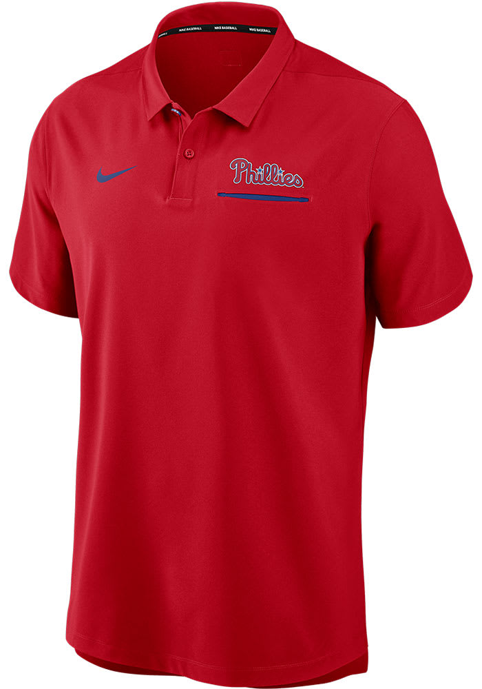 Nike Philadelphia Phillies Mens Red Authentic Short Sleeve Polo