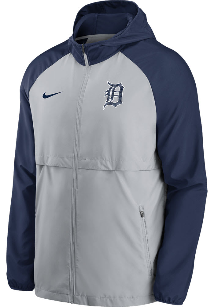 Detroit Tigers Mens Grey Essential Hood Long Sleeve Zip