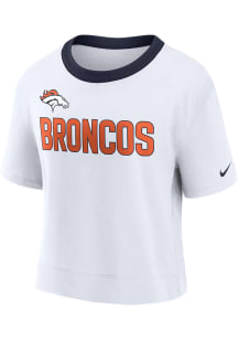 Nike Denver Broncos Womens White Fan High Short Sleeve T-Shirt