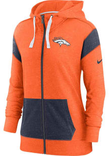 Nike Denver Broncos Womens Orange Contrast Long Sleeve Full Zip Jacket