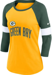 Nike Green Bay Packers Womens Gold Football Pride LS Tee
