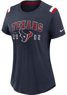 Nike Houston Texans Womens Navy Blue Historic Slub Short Sleeve T-Shirt