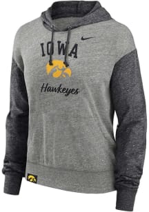 Womens Iowa Hawkeyes Grey Nike Colorblock Hooded Sweatshirt