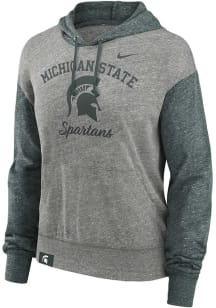 Womens Michigan State Spartans Grey Nike Colorblock Hooded Sweatshirt