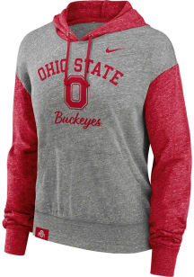 Nike Ohio State Buckeyes Womens Grey Colorblock Hooded Sweatshirt