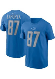 Sam LaPorta Detroit Lions Blue Home Short Sleeve Player T Shirt