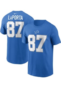 Sam LaPorta Detroit Lions Blue Home Short Sleeve Player T Shirt