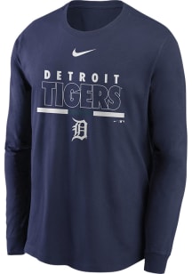 Nike Detroit Tigers Navy Blue Color Bar Long Sleeve T Shirt