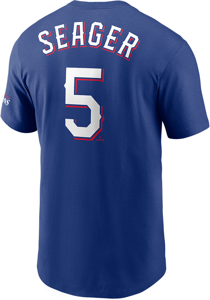 Corey Seager Rangers 2023 WS Champs Short Sleeve Player T Shirt