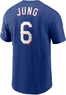 Josh Jung Texas Rangers Blue 2023 WS Champs Short Sleeve Player T Shirt