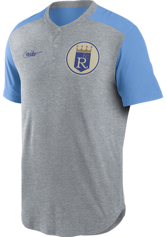 Nike Kansas City Royals Grey Coop Henley Short Sleeve Fashion T Shirt