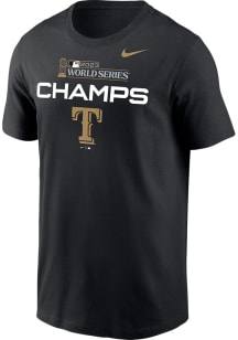 Nike Texas Rangers Black 2023 WS Team Champion Trophy Short Sleeve T Shirt